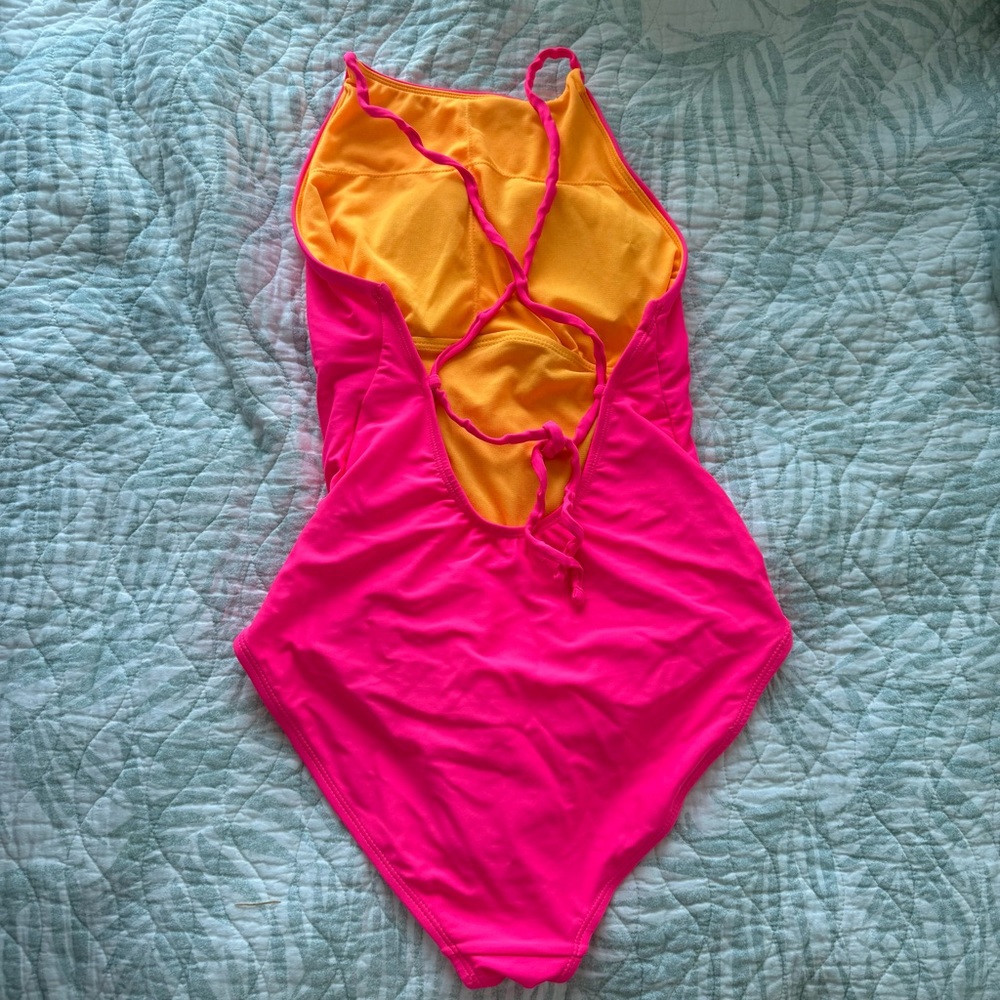 U.S. Polo Assn. Pink and Orange One Piece Swimsuit